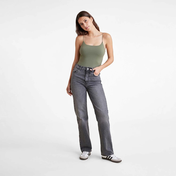 Nuuds Cami Bodysuit XXL Olive Green Spaghetti Strap Adjustable Minimalist - Picture 9 of 12